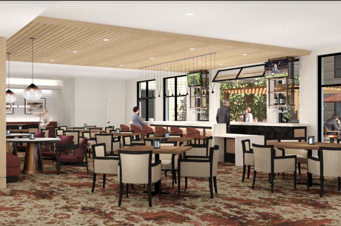 Senior residents enjoying mealtime in the spacious dining room at Brightview Hunt Valley.