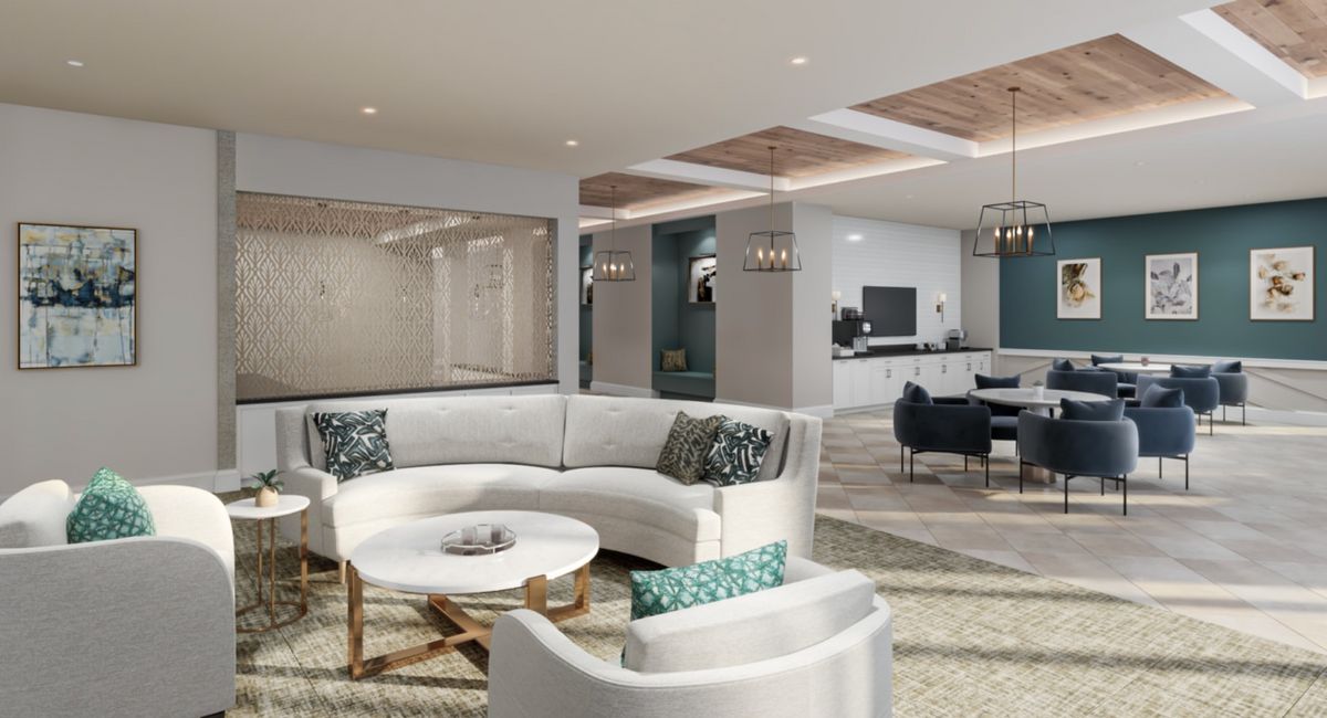 Senior living community at The Residence at Bedford featuring elegant decor, furniture, and art.