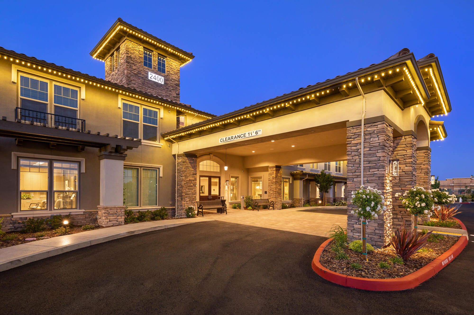 Senior living community in Laurel Heights with urban architecture, housing, and greenery.
