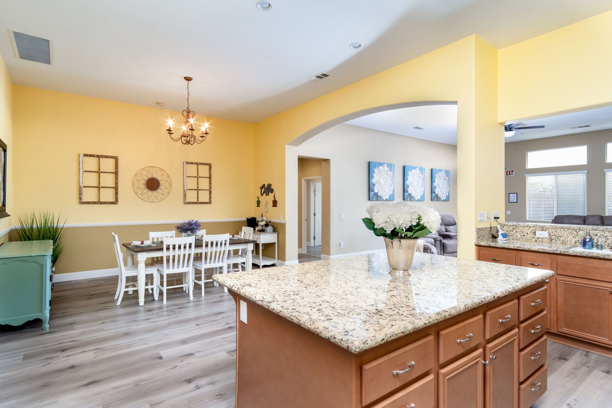 Kitchen dining area where assisted activities are performed.